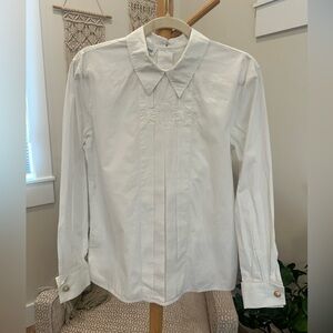 Jones New York White Embroidered Button-Down Shirt Women’s 6
